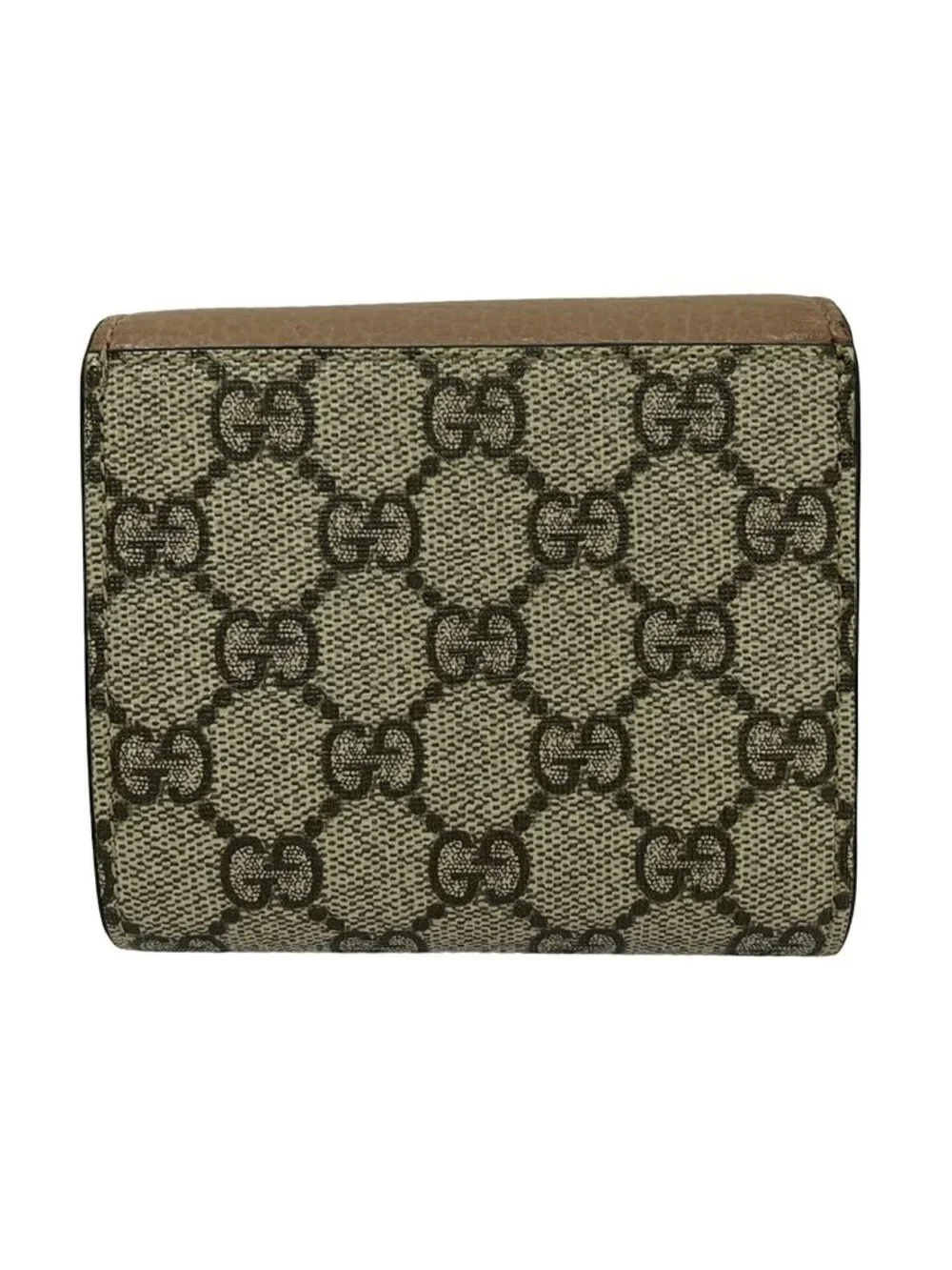 Gucci Bifold Wallet GG Marmont Plus Supreme Beige Dark Brown Leather